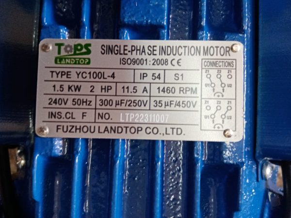 2.0hp Single Phase Motor 1400rpm Big Body - Image 2